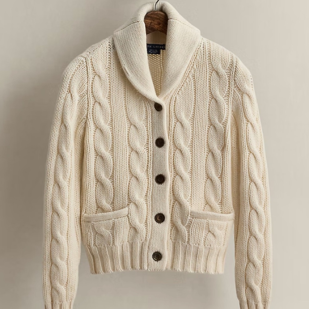 Ralph Lauren Vintage Cable Shawl Collar Cardigan